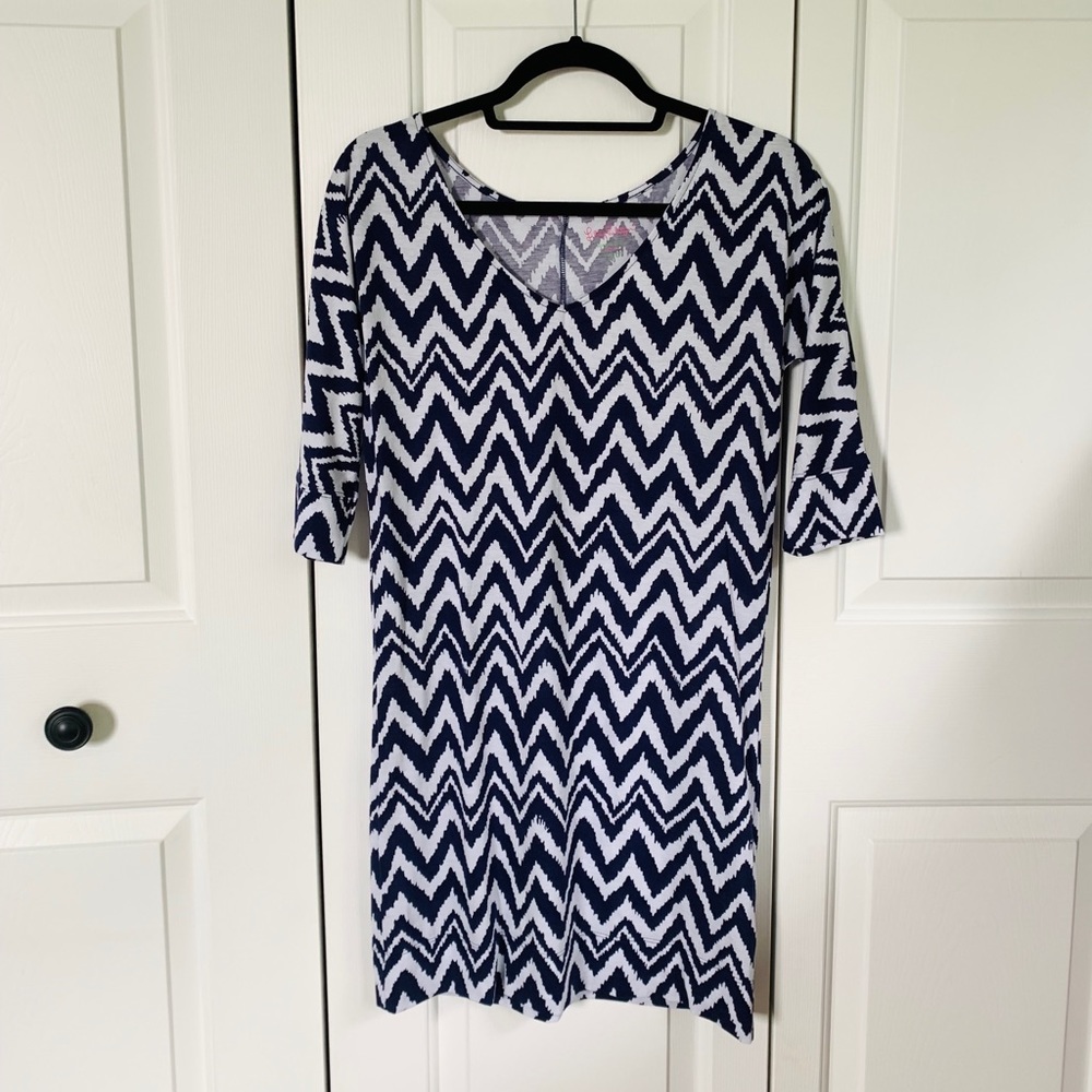 Lilly Pulitzer Eliza Navy & White Chevron Dress